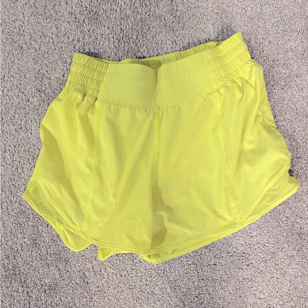 Lululemon hotty hot high rise shorts 4inch inseam. Electric lemon